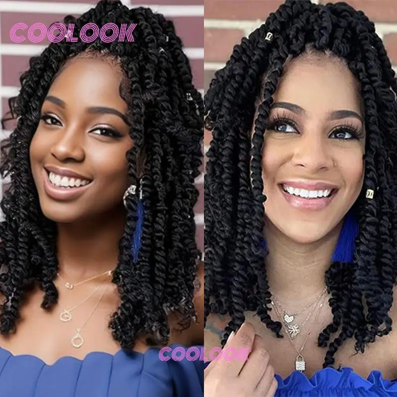 

Synthetic Spring Twist Braided Wigs Goddess Curly Short Bob Braids Wig Faux Locs Knotless Braid Wigs Transparent Full Lace Wig