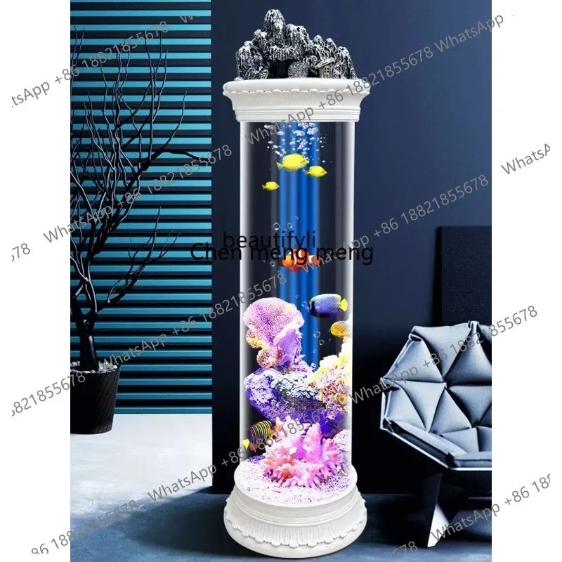 LHY26 ss Acrylic Household Fish Tank Small Light Luxury Cylindrical Desktop Ecological Self-Circulation Fish Globe