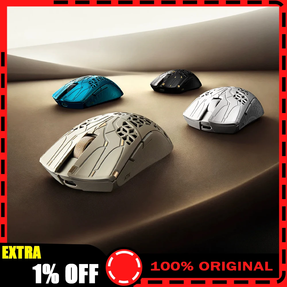 ATK Blazing Sky Phantom Mouse Hollow Carbon Fiber Composite Mouse Duo Mode Wireless Gaming Mice 8000Hz,PAW3955,Nordic54LM20