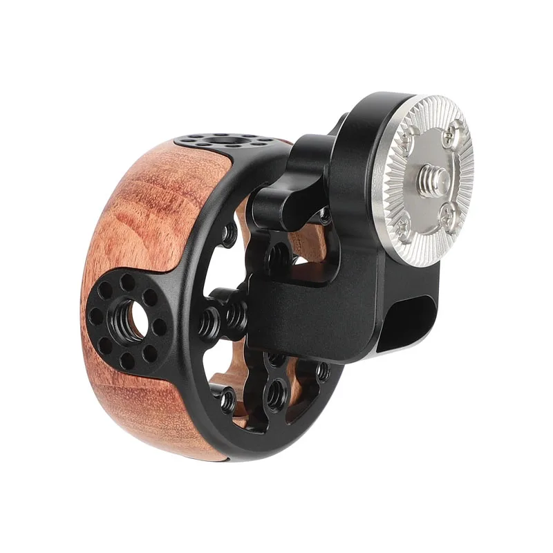 CAMVATE Camera Round Wooden Handgrip with ARRI-Compatible Rosette Extension Adapter For Left- or Right-Hand Use Handle Grips