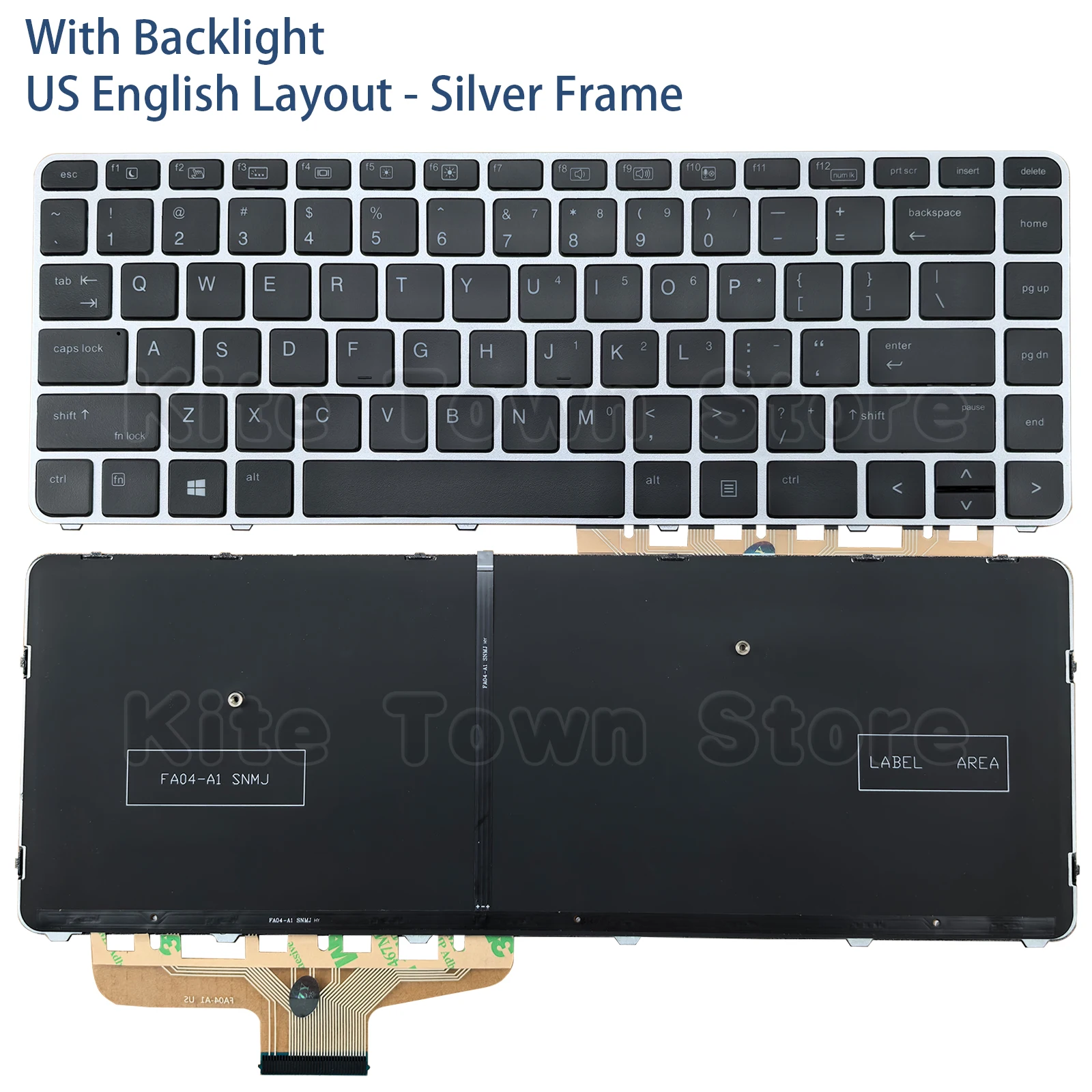 

New US Laptop Keyboard Backlit for HP Elitebook Folio 1040 G3 818252-001 844423-001 Silver