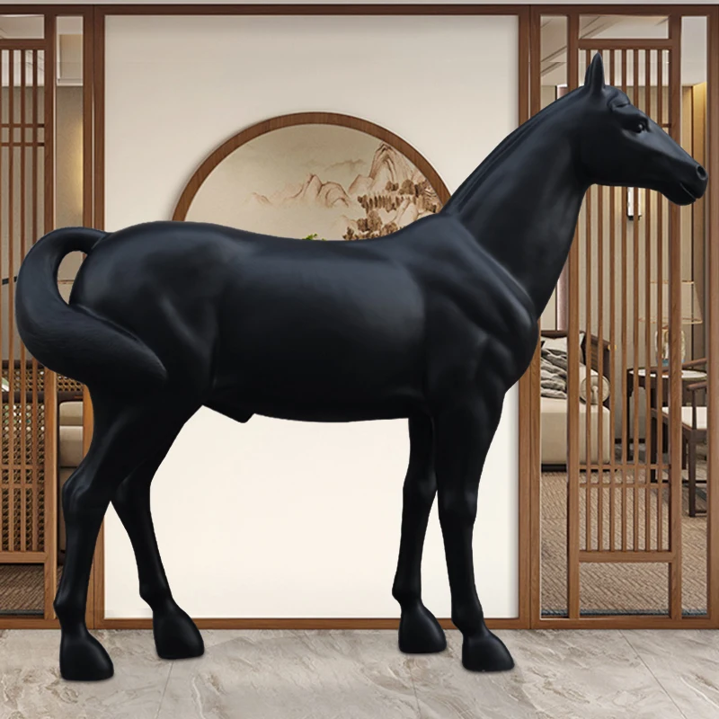 

FRP Malaysia Sculpture Garden Living Room KTV Courtyard Large Decoration Simulation Horse Opening Floor Ornament