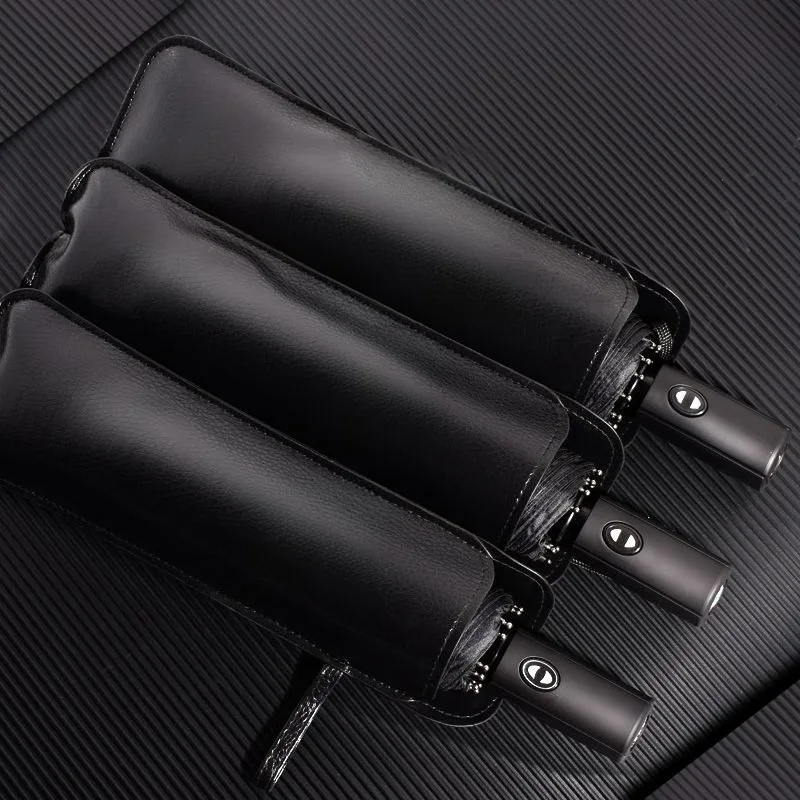 

Fully Automatic Folding Three-fold Advertising Umbrella With Leather Umbrella Cover For Mercedes-Benz BMW Rolls-Royce Luxury Car
