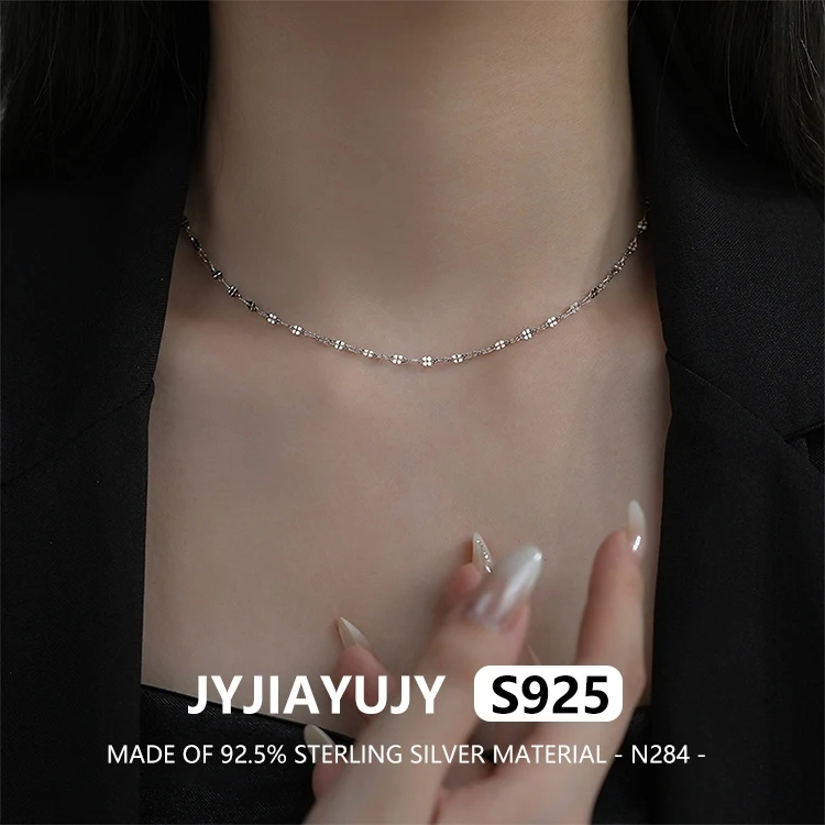 

JYJIAYUJY 100% цельное оригинальное ожерелье-цепочка из стерлингового серебра S925, родиевое покрытие, модное женское повседневное ювелирное изделие, подарок, N284