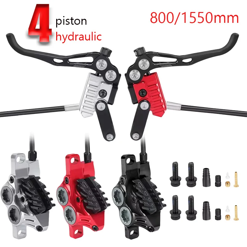 Hydraulic brake mtb 4 piston mtb brakes mineral oil disc brake 800/1550mm Hydraulic brake for Shimano Bike bike accessories