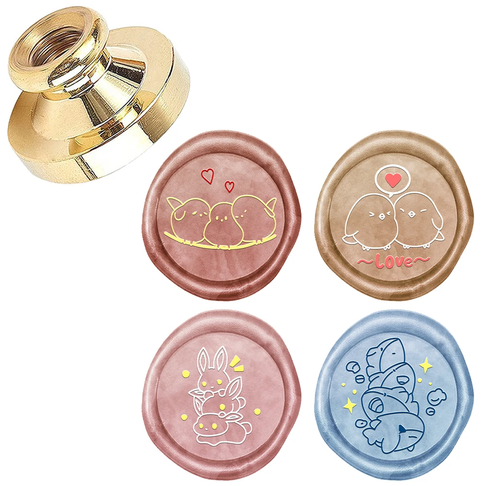 

Штамп восковой печать с милыми животными на День святого Валентина, винтажный восковой штамп с латунной головкой для свадьбы, рождественской вечеринки, конверт