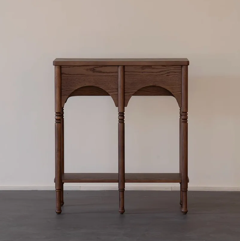 #Mid-style solid wood entrance cabinet living room entrance facing the door small apartment entrance table side cabinet high-end