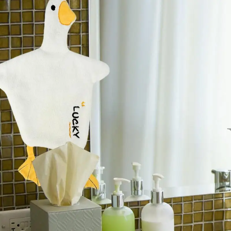 Duck Hand Towel Fast Drying Hanging Hand Towels Decorative Bathroom Dry Hand Towel With Lanyard Strong Water Absorption