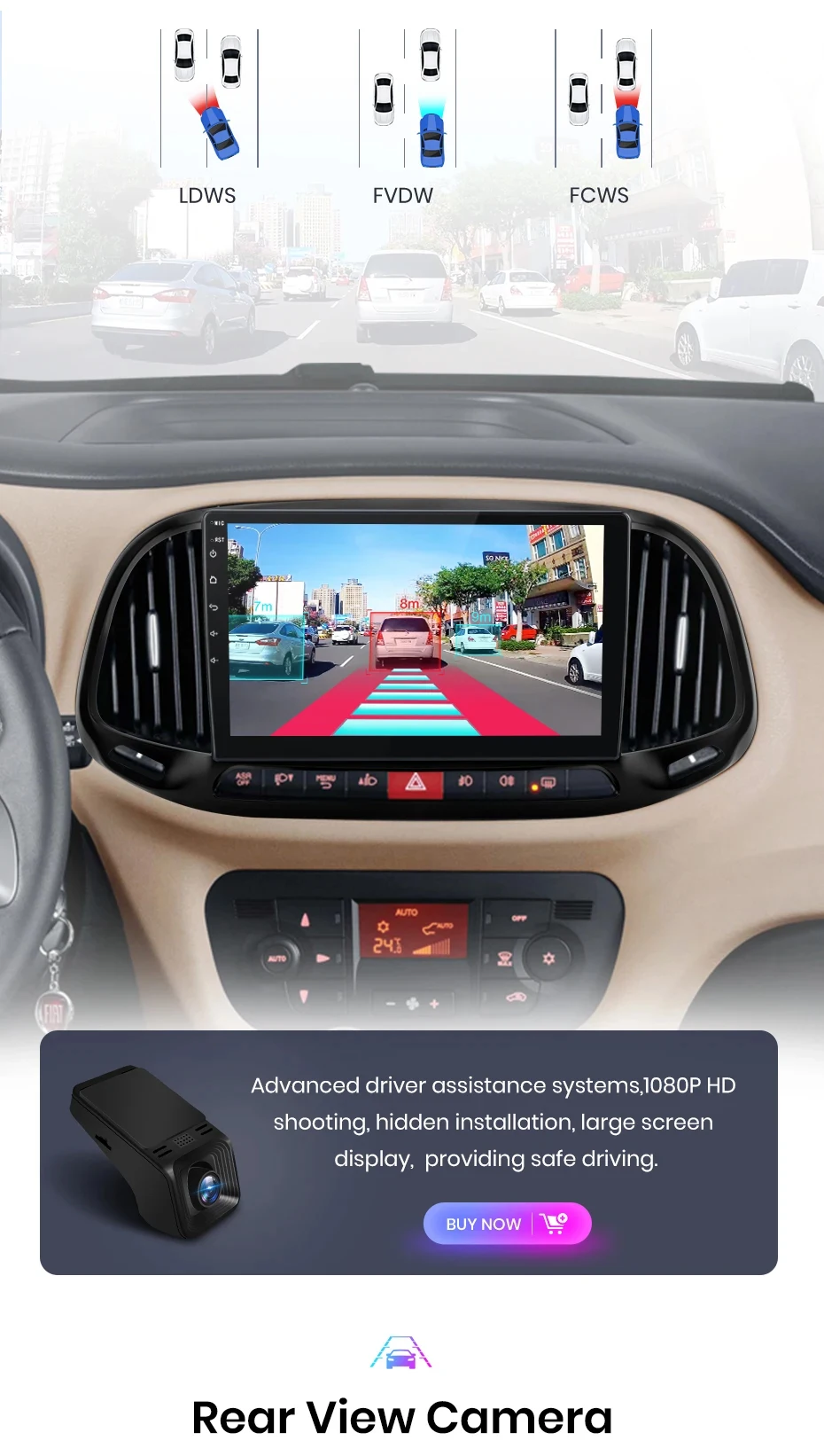 Junsun Kabelloses Carplay Android Auto Autoradio für Fiat Doblo 2015 - 2019 GPS Intelligente Systeme Stereo Multimedia Autoradio – Detail 15