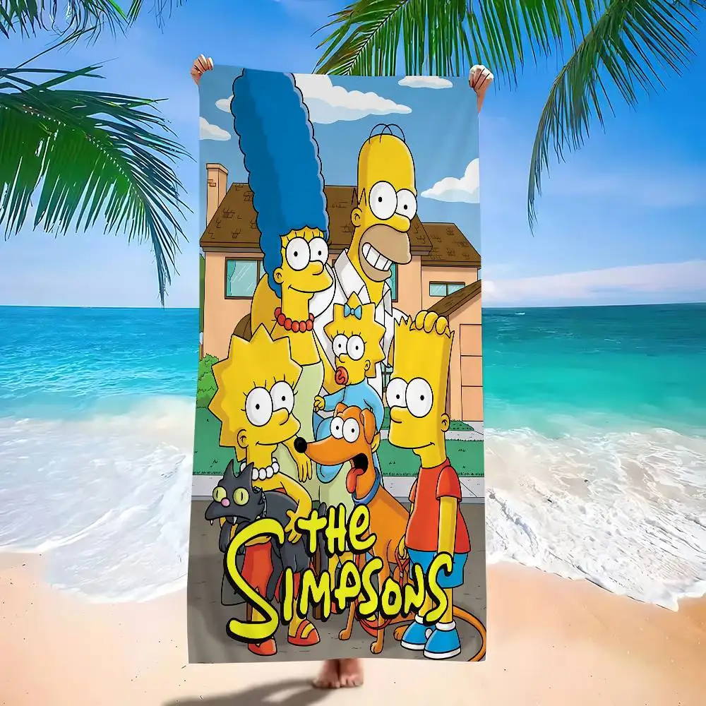 Adult Animation S-Simpsons Microfiber Blanket Quick Drying Beach Towels Oversized Printing Super Absorbent Pool Towel Blanket