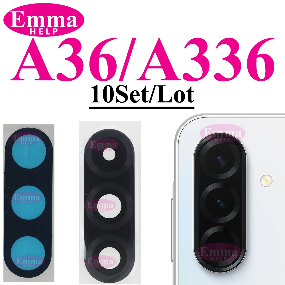 10 Stück Rückkamera-Glaslinse Ersatz für Samsung A56 A55 A54 A36 A35 A34 A26 A25 A24 A16 A15 A06 A05s A05 A14 mit Kleber – Detail 3