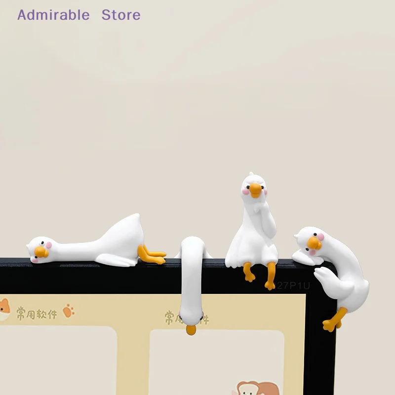 wResin Cartoon Animal Decor For Desk Car Dashboard TV Monitor Gift Idea Cute 3D Duck Figurine Mini Resin Duck Ornament Playful