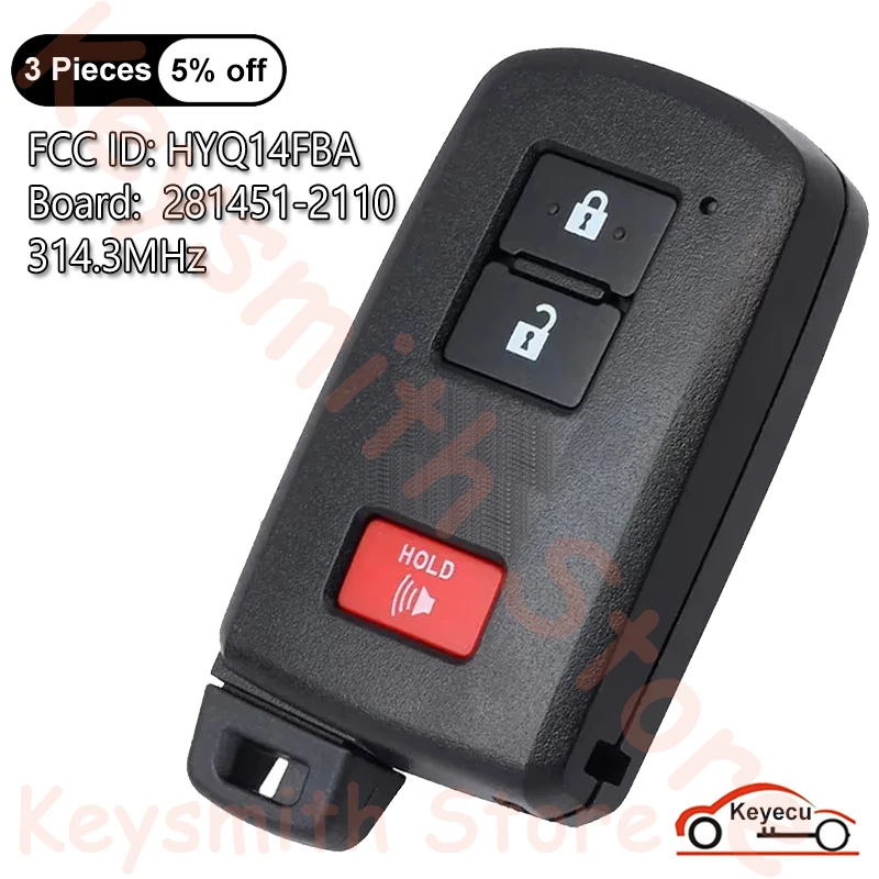 KEYECU 89904-0E091 HYQ14FBA AG Board 2110 314.3MHz for Toyota Prius Tacoma Land Cruiser 2012-2019 Smart Remote Control Car Key