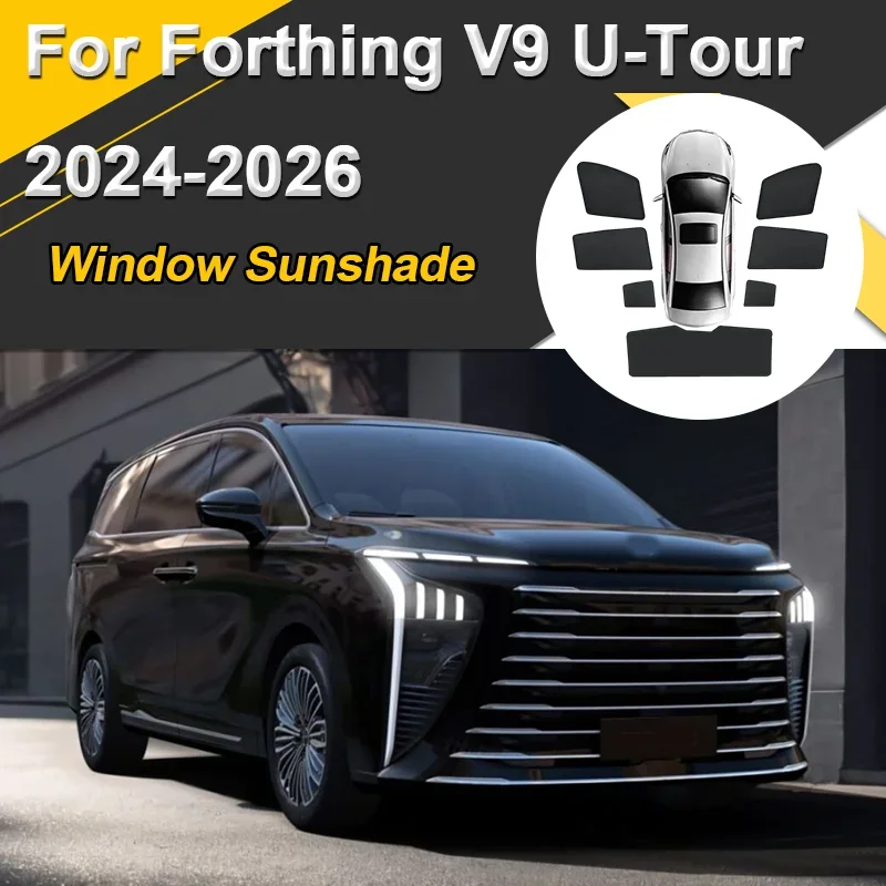 Car Sun Shades For Forthing V9 U-Tour Xinghai V9 2024 2025 2026 Sunshades Magnetic Heat insulation Mesh Window Visor Accessories