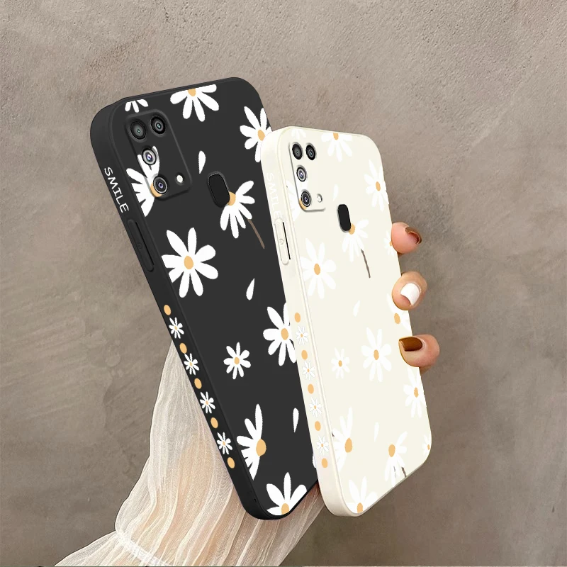 M31 White Sunflower Silicone Phone Case For Samsung Galaxy M31 Shatterproof Camera Protection Galaxy M31 Thin Soft Back Cover