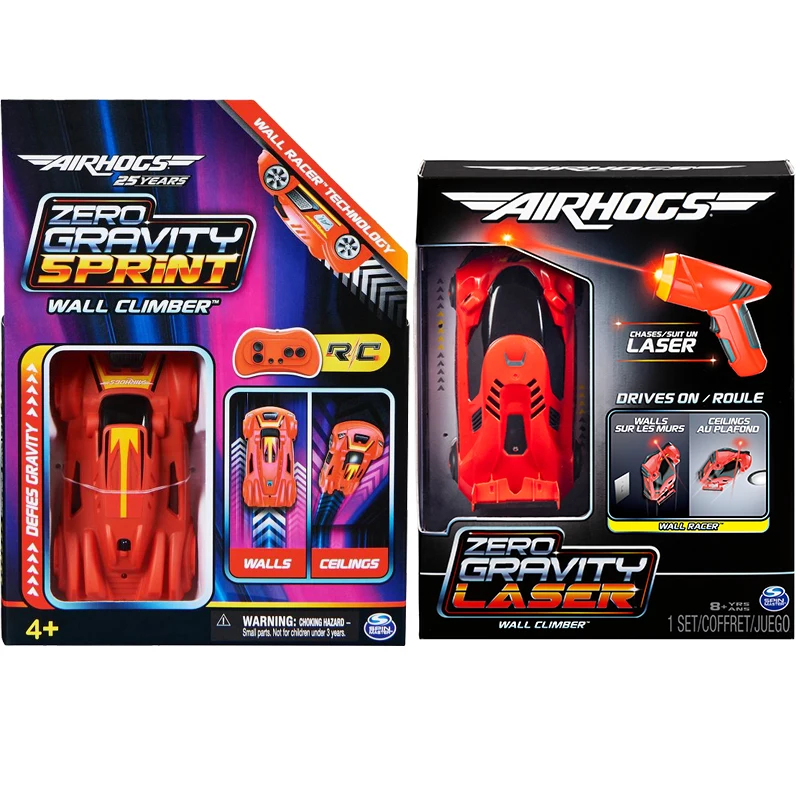 Air Hogs Zero Gravity Laser Sprint Wall Climber Red Zdalnie sterowany samochód Zabawki Akumulator przez USB Prezent urodzinowy dla chłopców Nowość w