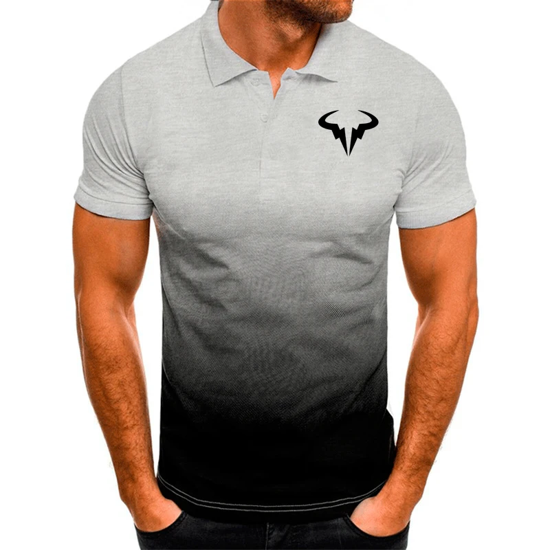 Polo Dégradé à Pois pour Homme, Streetwear Confortable, T-shirt Surdimensionné, Sports de Plein Air, Mode Rafael Nadal, Été