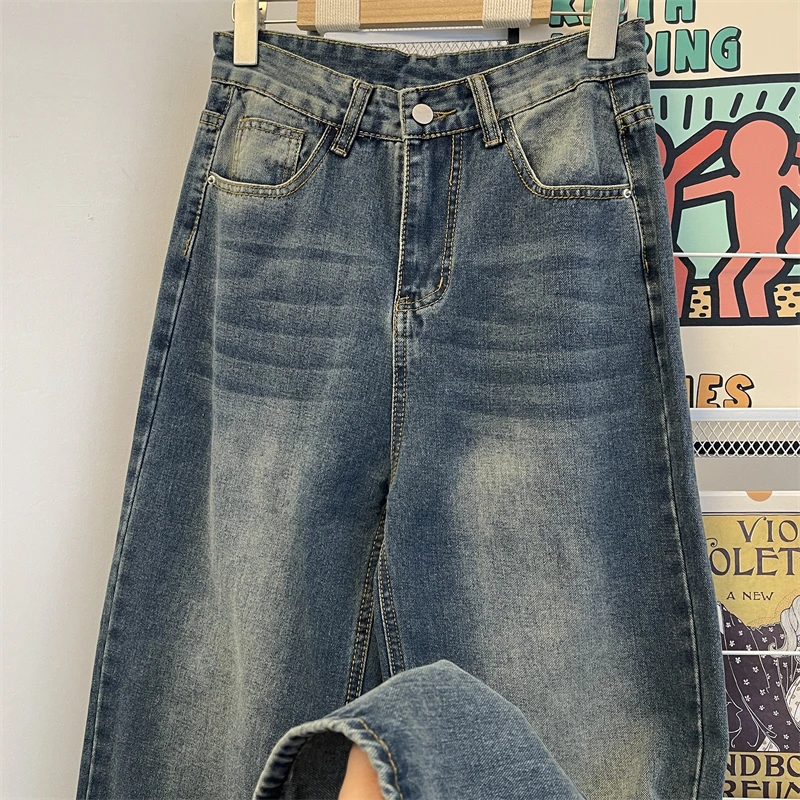 

Waed Straight Leg Men's Jeans Casual Vintage Sle Loose Fit Long Pants Autumn Season Youth Faion No Special Function