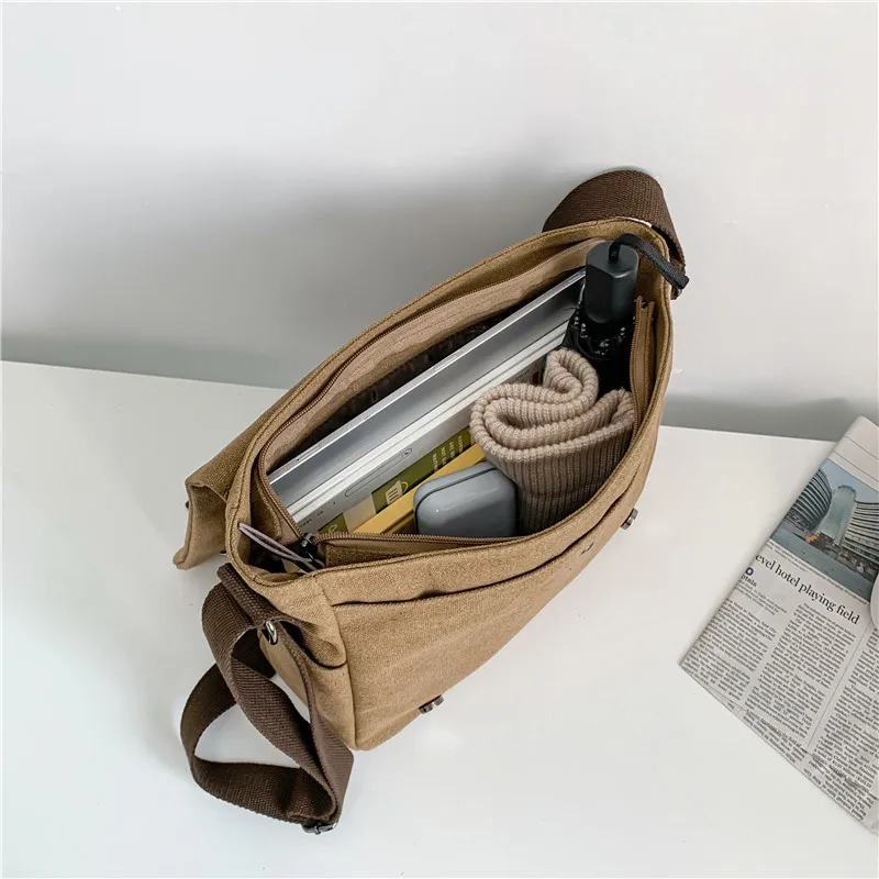 Men Briefcase Crossbody Shoulder Bags Large Male Messenger Bags Boy Canvas Bags for Travel Business Books School Casual Black