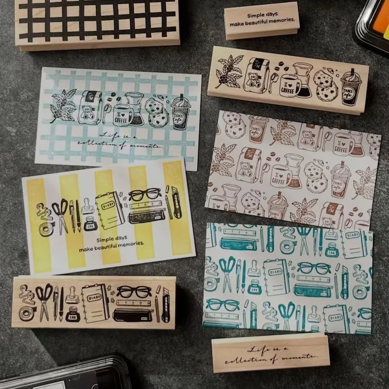 Cute Drink Foods Wood Stamp for DIY Hobbyists - Card Making Scrapbooking Wooden Seal for Journaling And Crafting