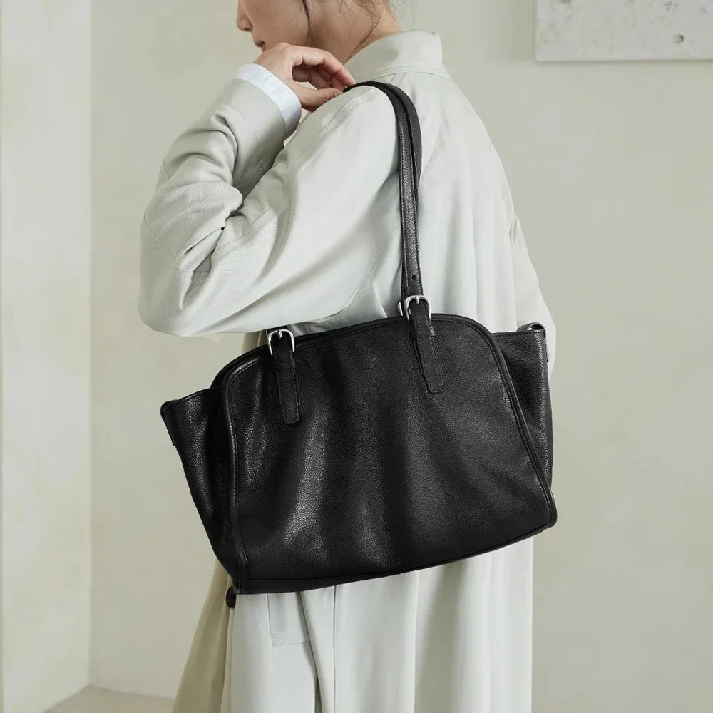

Female Fashion Luxury Designer Handbags Women's Natural Cow Leather Shoulder Bag Ladies Retro Cowhide Tote Crossbody Bags Girls