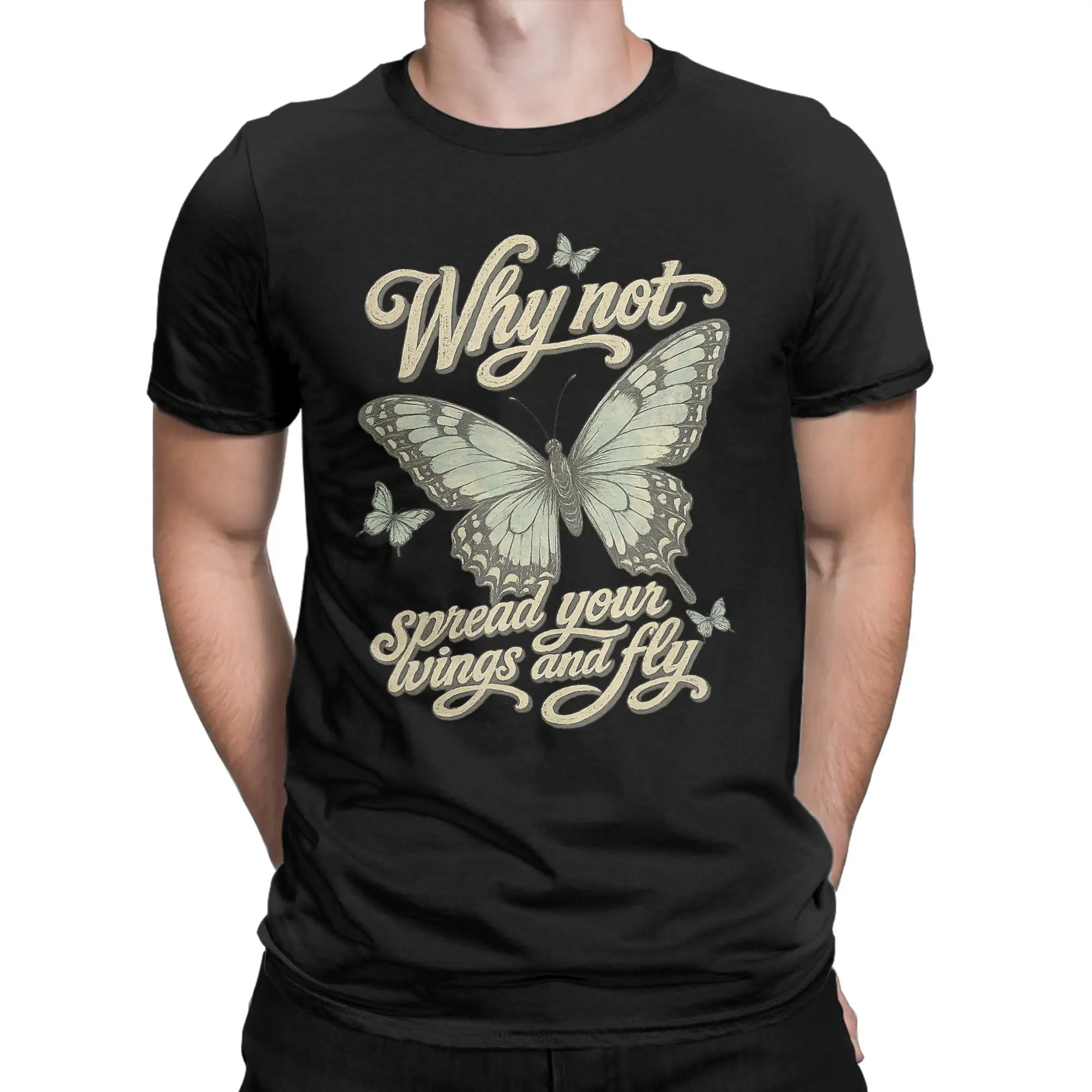 Men Vintage Hilary Duff Why Not Spread Your Wings And Fly T-Shirts  Cotton Top Tees Beach Short Sleeve T Shirt O-Neck Tee Shirt