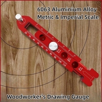 Allsome Woodworking Drawing Compass Circular Aluminium Alloy Adjustable Measurement Scribe Gauges Industrial Drawing Tool
