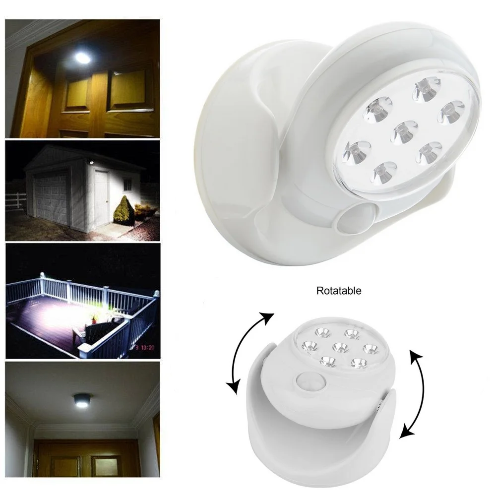 LED Cordless Motion Sensor Light 360 Degree Base 180 Degree Head Rotation Wireless Porch Patio Pool Nightlight Soft Glare-Free