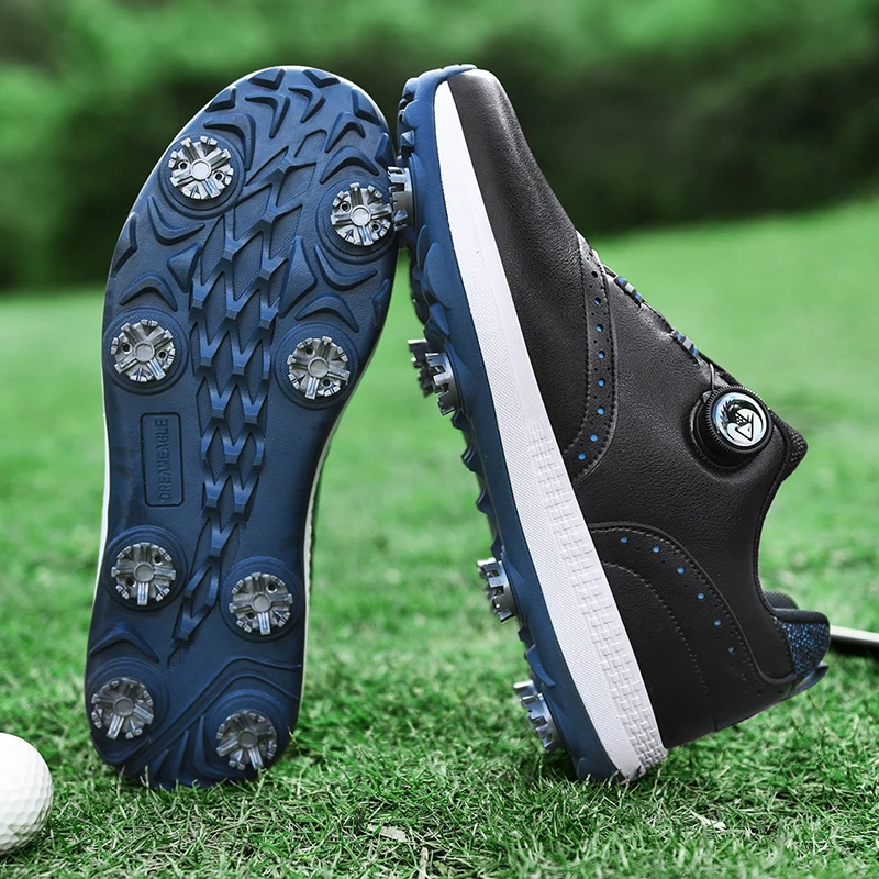 Zapatos de Golf informales con cordones rápidos, zapatillas de Golf impermeables y antideslizantes, calzado de golfista profesional para hombres, zapatos deportivos para caminar