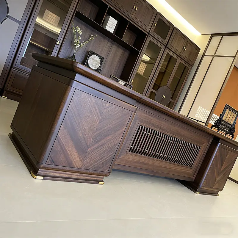 New Chinese-style North American black walnut solid wood boss table 2026 new high-end atmospheric president's desk