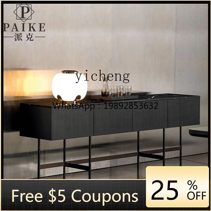 

minimalist dining side cabinet Miloti living room entry solid wood enigma cabinet rock slab stainless steel dining cabinet