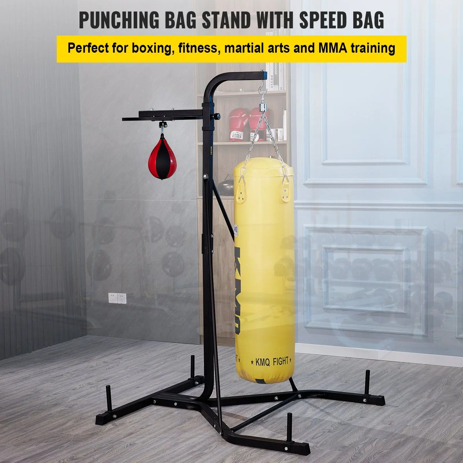 Heavy Bag Stand with Speed Ball , Height Adjustable Punching Bag Stand, Foldable Boxing Bag Stand Steel Sandbag Rack Freestandi