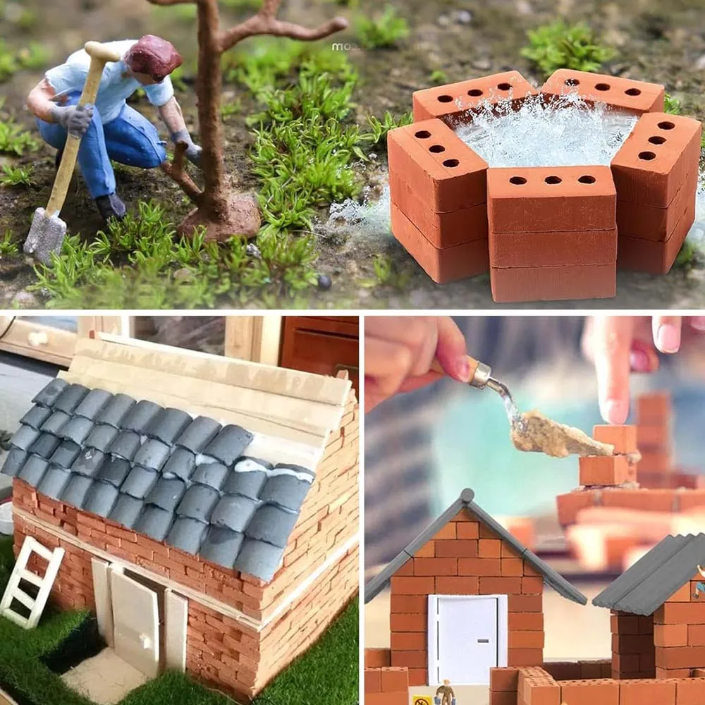 Mini Three-Hole Brick 200/50pcs -DIY Miniature Brick Building Realistic Fake Bricks for Fairy Garden Construction, Decorations