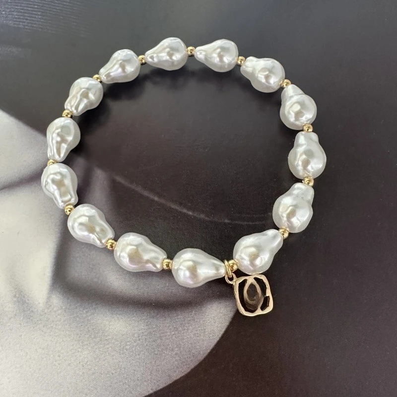 

YEEVAA Pearl Stretch Bracelet - Irregular Gourd Shaped Beads, Elegant Adjustable Bangle for Women, Wedding Party Gift