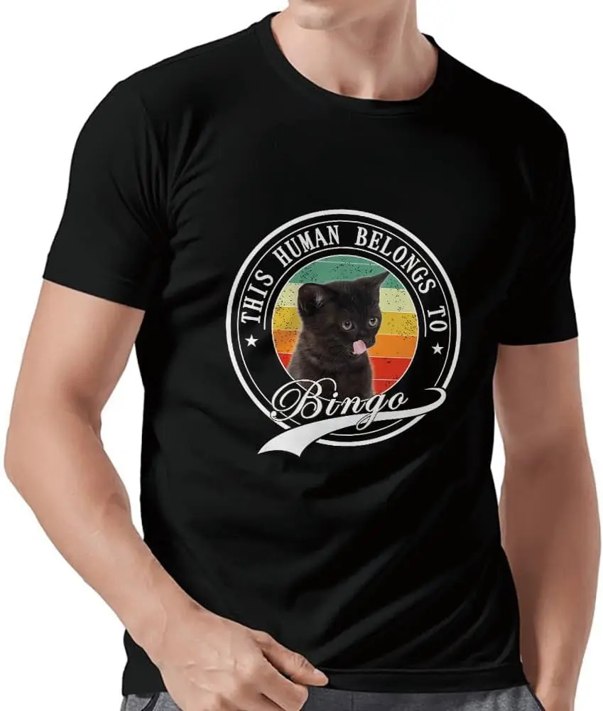 Cute Bombay Cat Rainbow T-Shirt Custom Shirts for Men Pet Lover This Human Belongs to Multi Colors