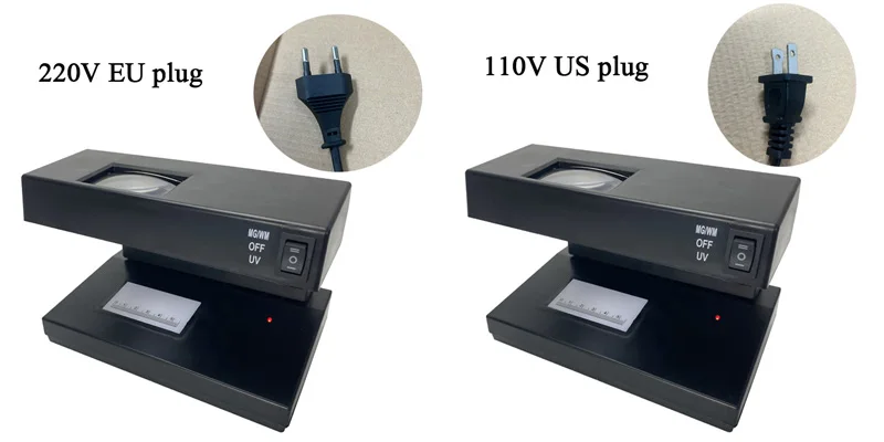 Portable Ultraviolet Purple Counterfeit Money Bill Detector Banknotes Cash Currency Desktop UV Light Magnifier Checker