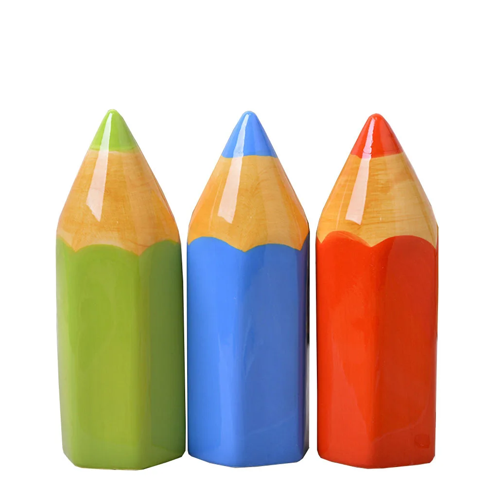 Ceramic Pencil Shaped Money Box Lovely Artwork for Desk Decor Birthday Present for Children Piggy Bank
