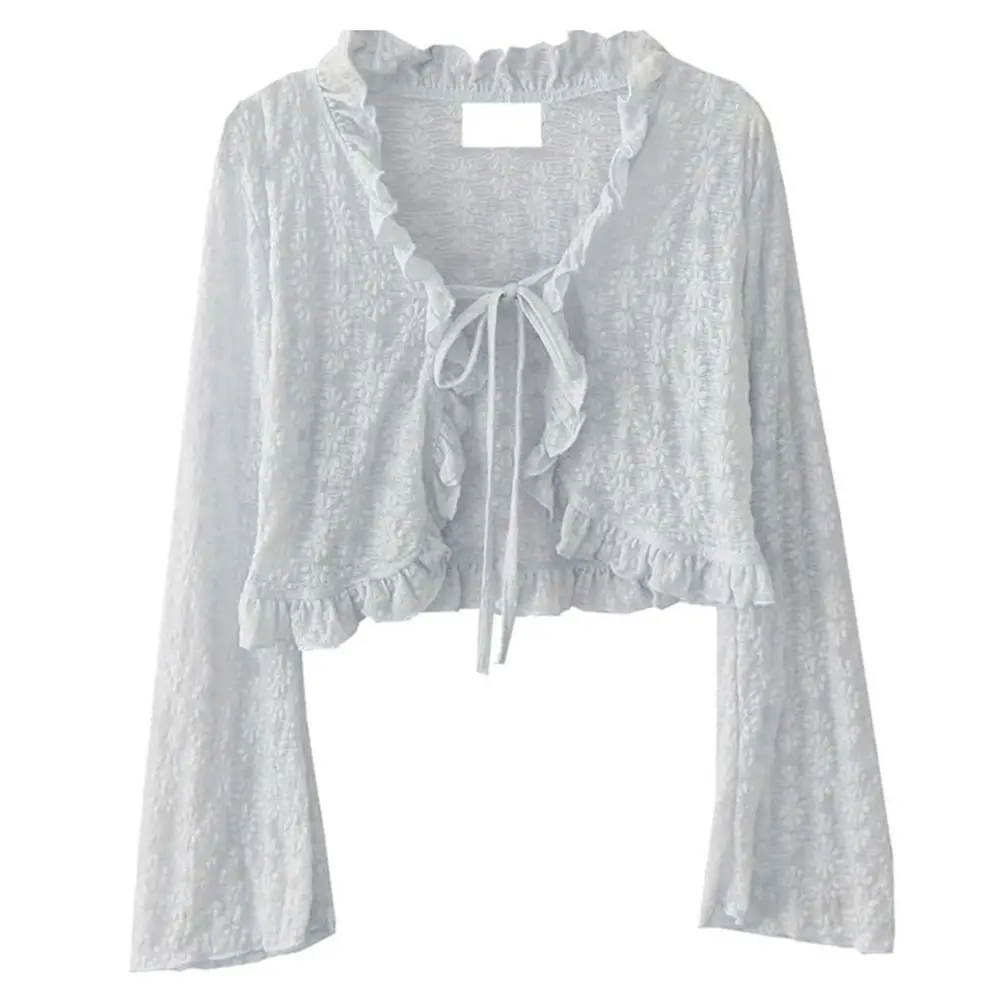 New Polyester Sunscreen Cardigan Knitwear Lace-up Knitwear Tops Thin Long Sleeve Thin Coat Women
