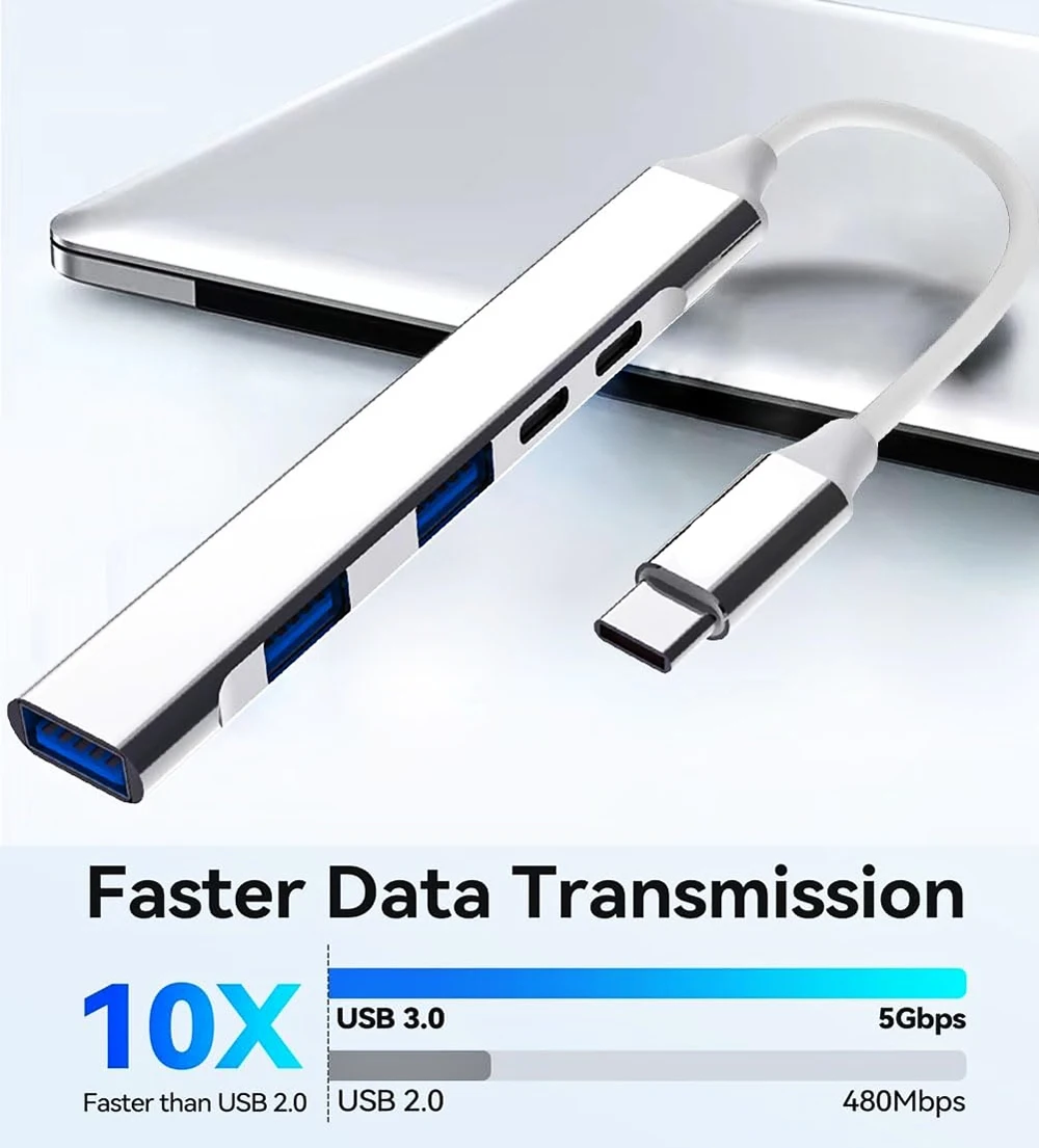 PD Charge USB C HUB Splitter Type C 3.0 Aluminum 5 in 1 Extend Fast Date Transfer Tablet Devices Computer Pc Macbook Accessories