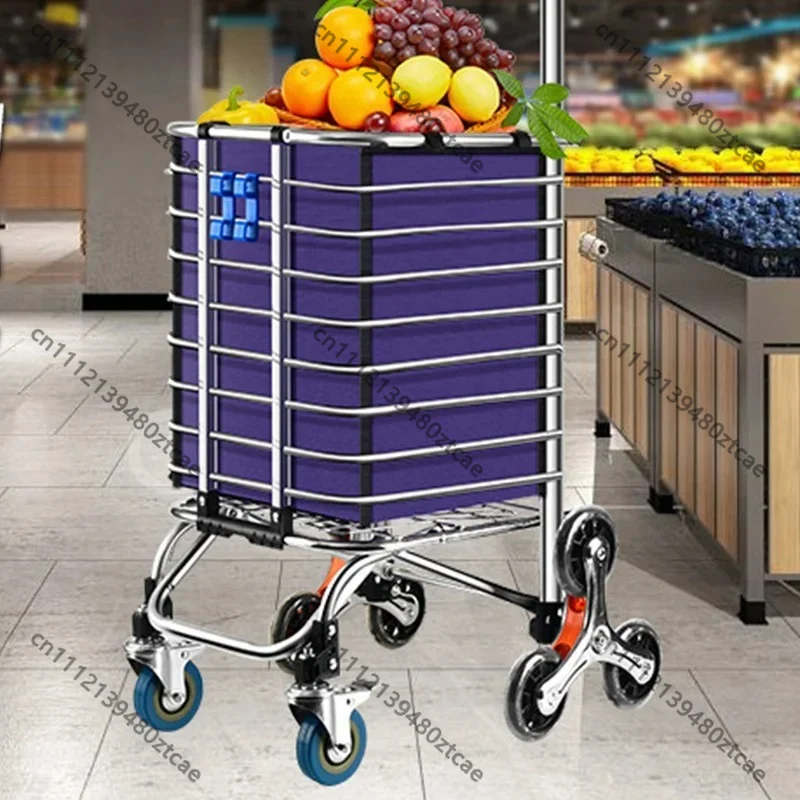Portable Foldable Hand Trolley Stair Climbing Cargo Cart Outdoor Household Grocery Shopping Pulling Cart