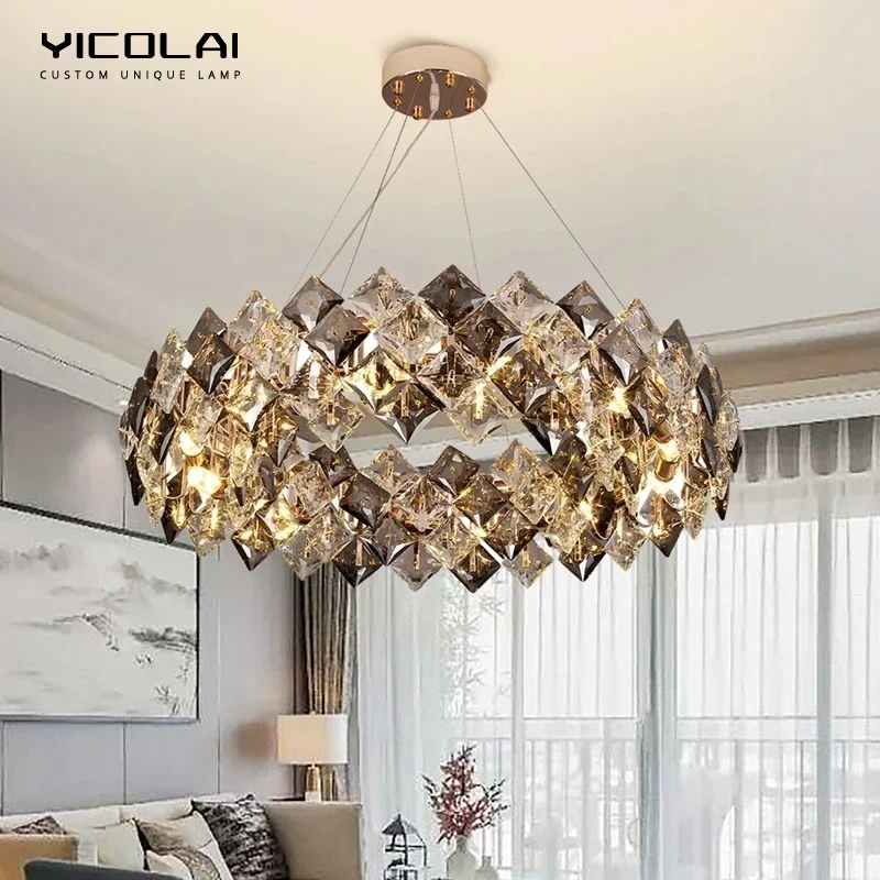 Nordic Luxury Crystal Home Bedroom Chandelier Living Room Pendant Light Hotel Villa Dining Room Hanging LED Lighting Decor