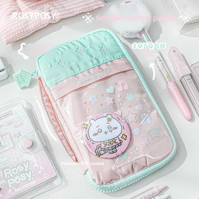 Soft Color Blocking Student Pencil Bag Multi-functional Storage Small Fresh Style Pencil Case For School Supplies