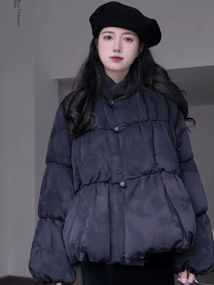 Único ort bla feminino para baixo jaet 2025 novo chinês sle pão casaco thi outerwear commute sle fibra de poliéster