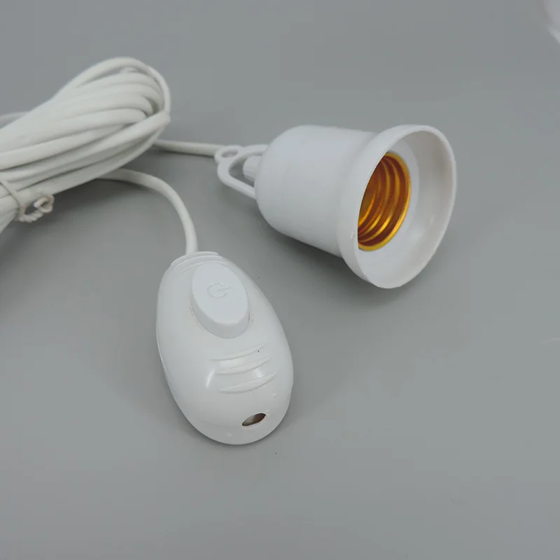 E27 Lamp Base with 4M Power Cord Independent Push Button Switch US Plug E27 Lamp Holder 220V Screw Socket for Grow Light Bulb image 2