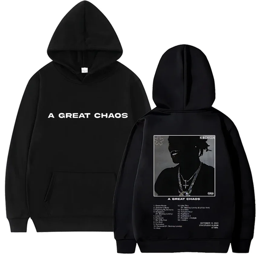 

Rapper Ken Carson A Great Chaos Album Hoodies Men Women Hip Hop Printed Sweatshirts Casual Oversized Pullover Streetwear