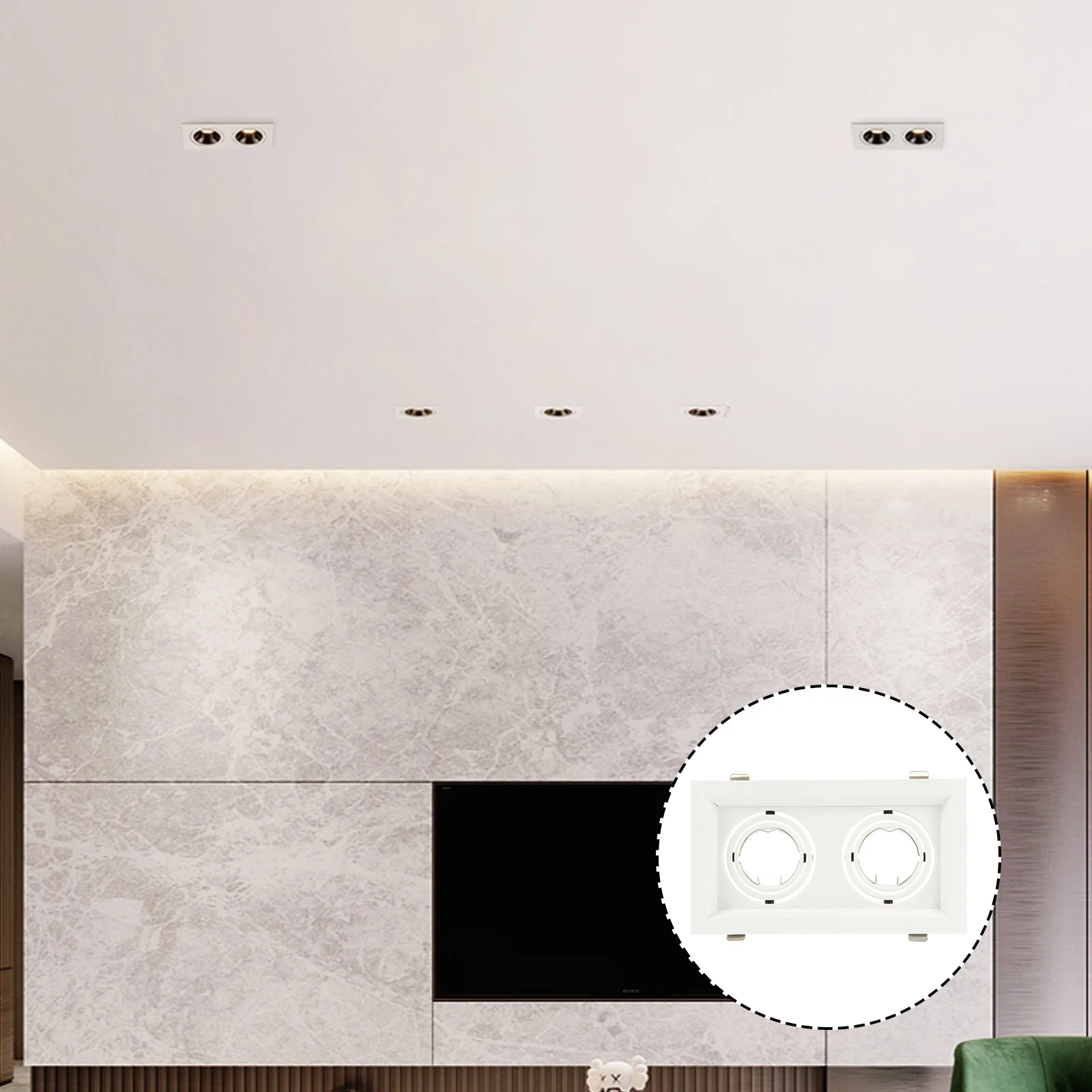 

LED Spotlight Case Ceiling Mounting Shell Fitting Square Flush Spotlights Trim Ring Aluminum Alloy