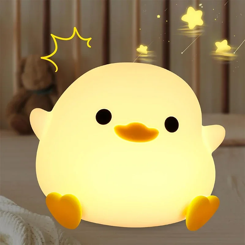 

DoDo Duck Night Light, Cute Duck Lamp, Rechargeable Dimmable Nightlight, Silicone LED Bedside Lamp Nursery Touch-Sensitive
