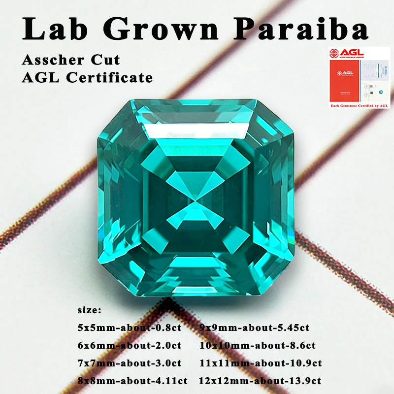Lab Grown Asscher Cut Blue Color Change VVS Loose Gemstone for Jewelry Making Ring Supply