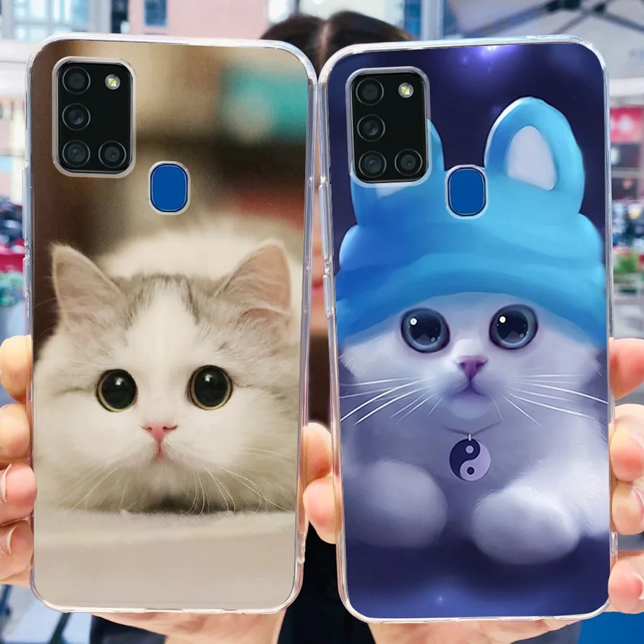 Matte Phone Case For Samsung galaxy A21S Smart Phone Cover Soft Silicone TPU Back Cover For Samsung A21s Galaxy Football Cartoon