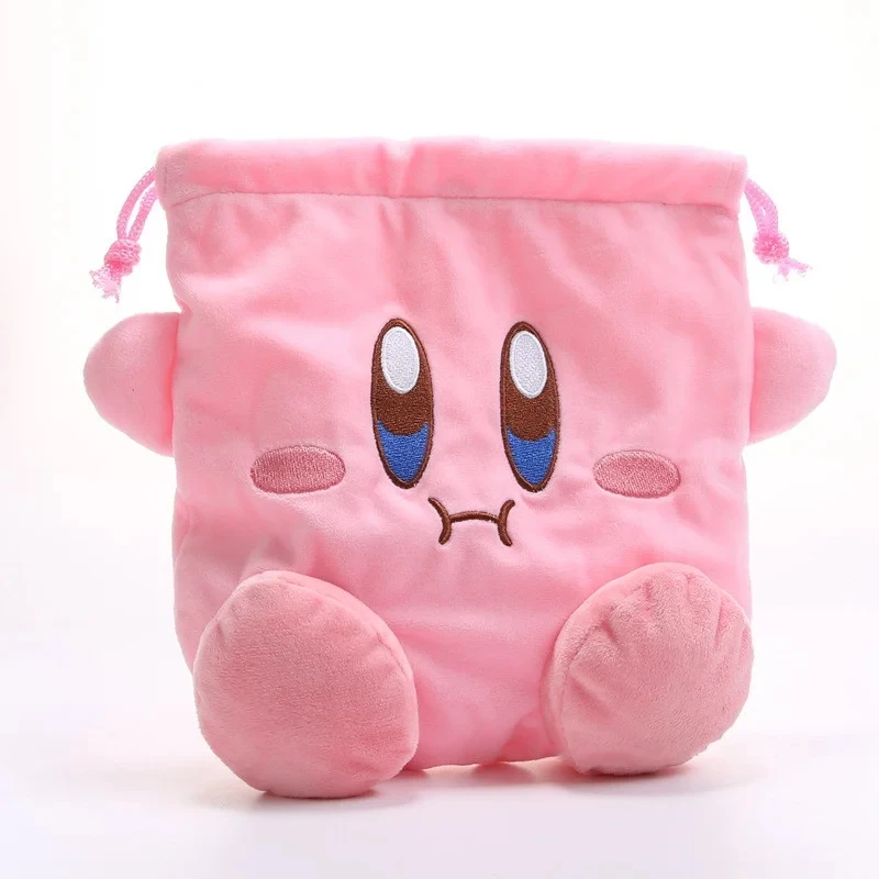 Bolsa de almacenamiento de felpa de Star Kirby, lindo juguete de felpa, bolsillo con Cordón portátil, monedero rosa de dibujos animados Kawaii Kirby, regalo